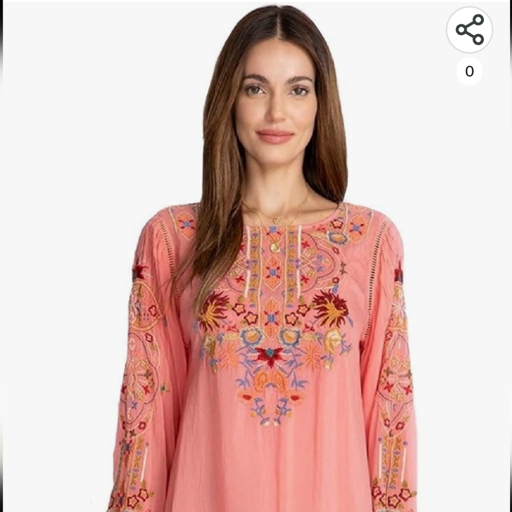 Johnny Was Embroidered Blouse in size XS